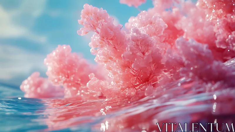 Dreamy pink crystal blooms drift gently across clear water