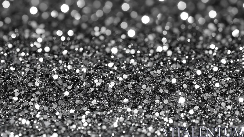 Silver glitter granules create dense reflective bokeh field