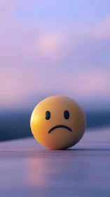 Soft sunset cradles a lonely sad emoji on the horizon