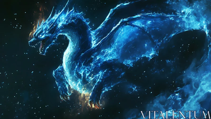 Stellar Frostfire Dragon Roaring Through the Void.