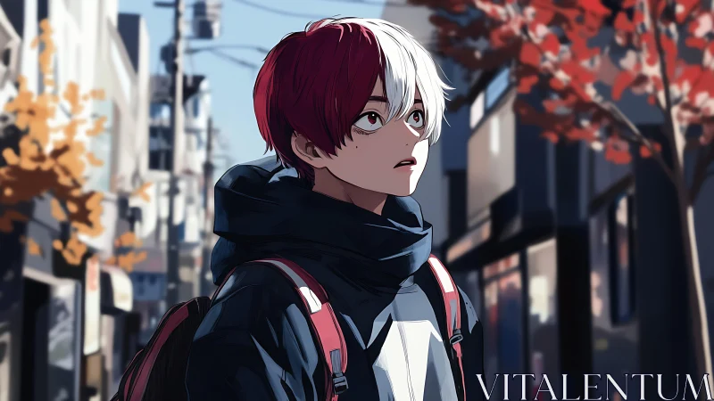 Quiet city stroll with a two-toned haired daydreamer.