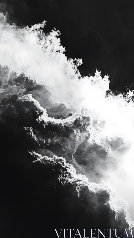 Monochrome vapor surge with high-contrast negative space.