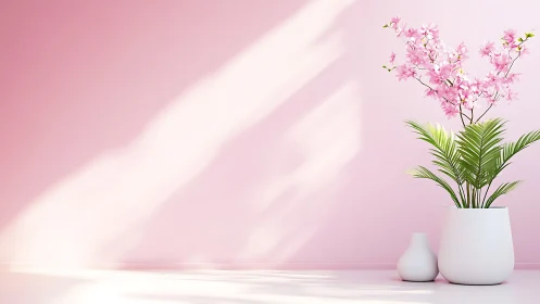 Minimalist Interior Rendering with Botanical Elements.