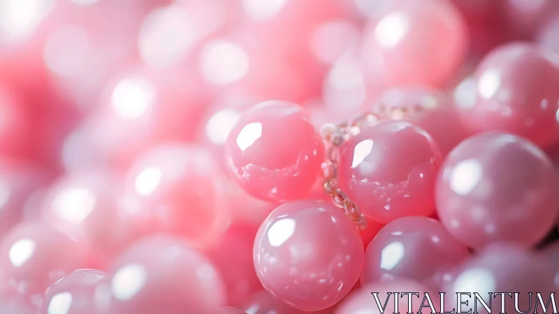 Soft-focus macro of glossy pink beads and bokeh glow.