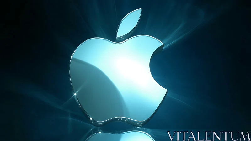 Luminescent Apple Glows Against Moody Teal Dreamscape