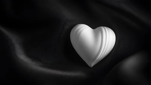 Sculpted marble heart with bilateral symmetry rendered in three-dimensional form