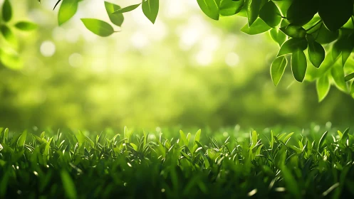 Sunlit meadow whispers beneath a canopy of fresh leaves.