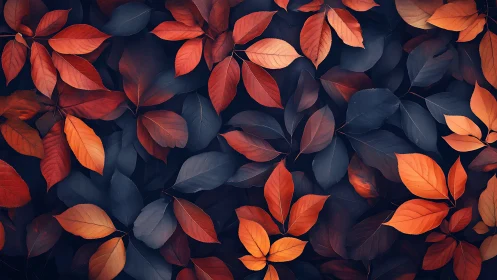 Autumn embers drift across midnight leaves in quiet bloom.