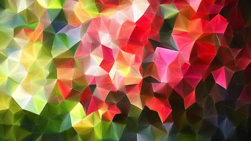 Triangular low-poly floral abstraction with vibrant color gradients