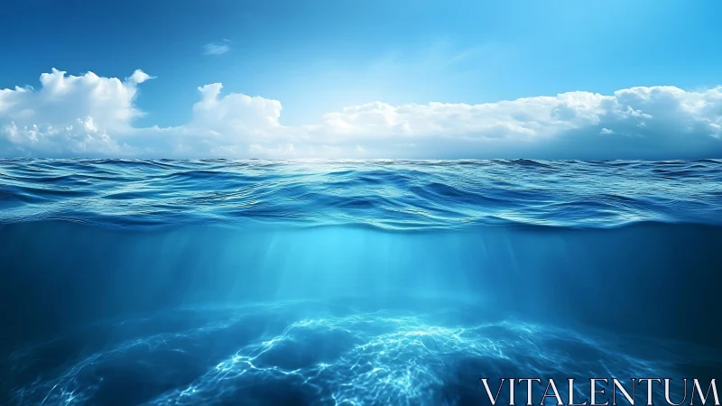 Endless blue ocean welcomes calm minds under bright skies