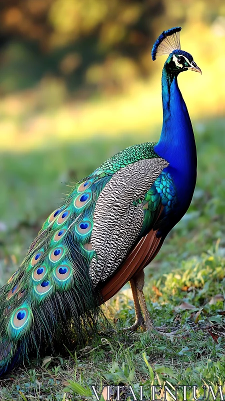 Indian Peafowl Profile in Natural Setting.