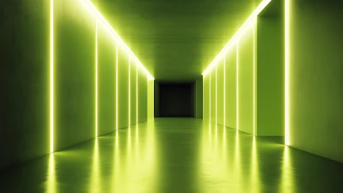 Glowing green tunnel of light inviting you into the unknown.