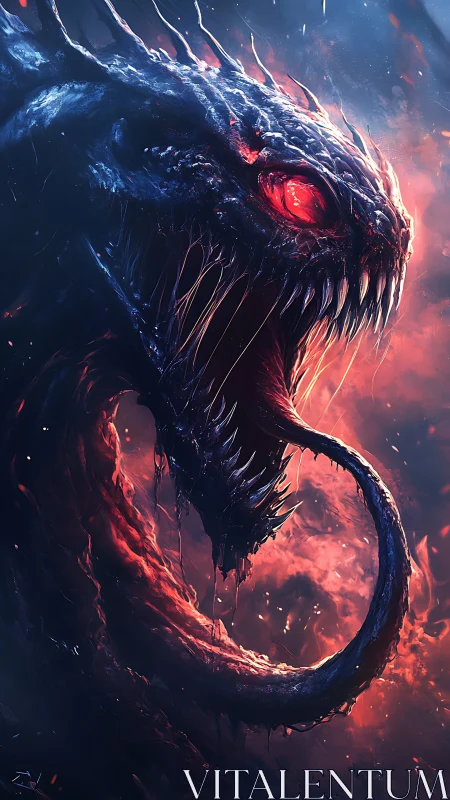 Serpentine creature rendered with high contrast lighting effects