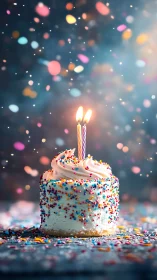Sparkling Birthday Cake Celebration with Glowing Candles