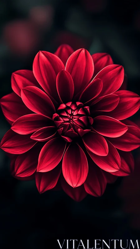 Radiant Red Dahlia Blooming in Dramatic Light.