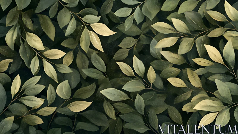 Layered foliage pattern renders overlapping leaves with textured depth