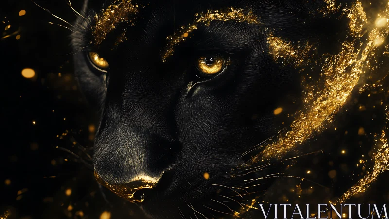 Black Panther with Golden Particle Effects.