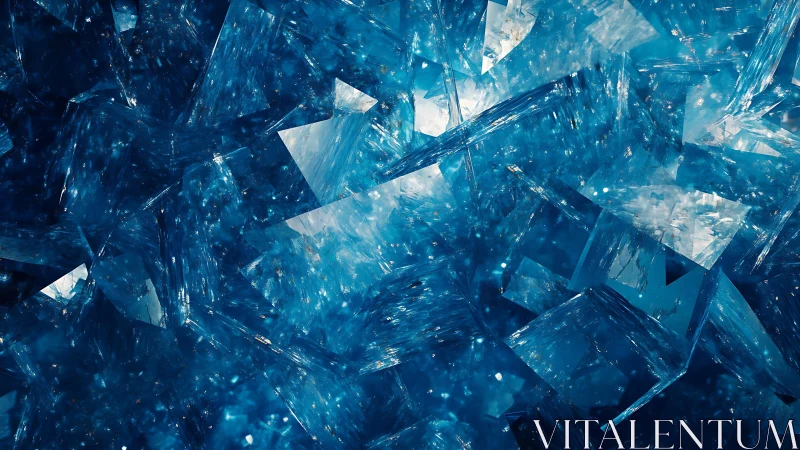 Shimmering Blue Crystal Shards Abstract Texture Digital Art.