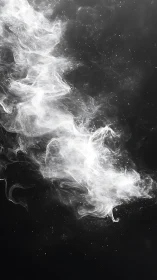 White smoke plume drifting across deep black void.