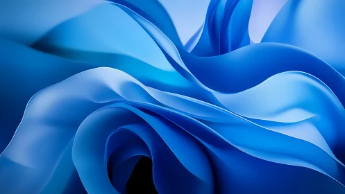 Abstract blue folds forming layered flowing wave structure.