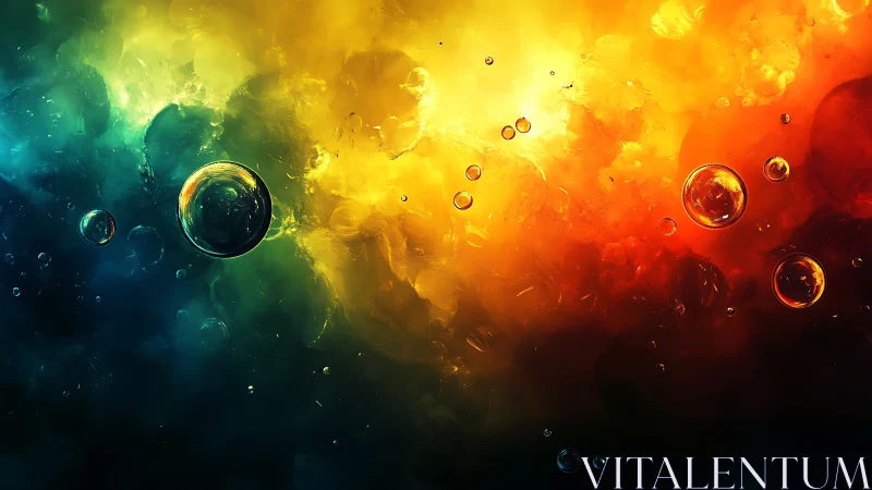 Chromatic nebula bubbles in tri-tonal abstract gradient.
