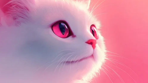 Luminous Feline Portrait with Neon Eyes: Digital Hyperrealism.