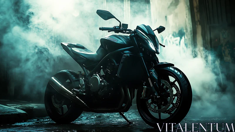 Midnight street motorcycle waiting for your next adventure.