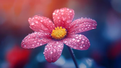 Crimson Petals Jeweled in Morning Dew