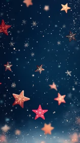 Glistening holiday star confetti drifts through a winter night