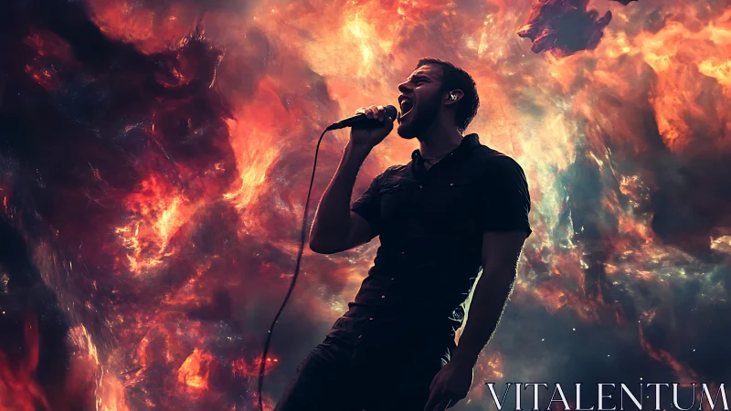 Stellar singer belting a cosmic chorus of fire and light.