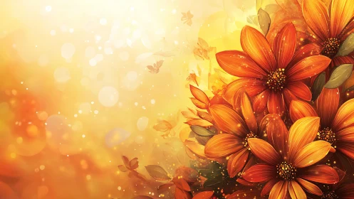Vibrant Orange Daisies Dance in Golden Sunlight