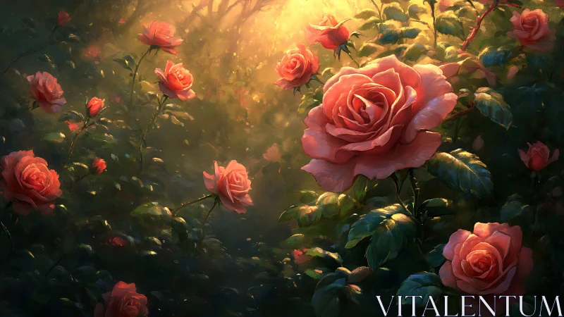 Roses Bathed in Golden Sunlight