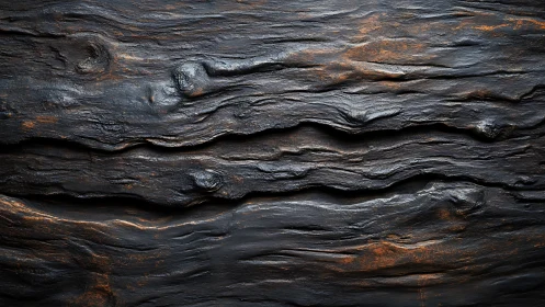 Charred wooden planks with rich grain and warm highlights.