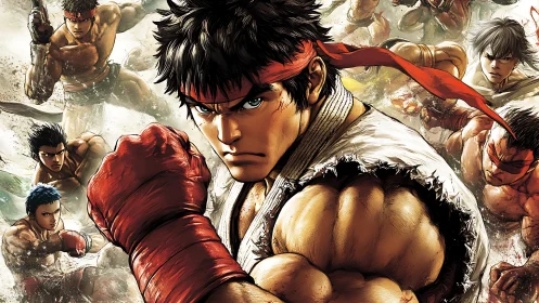 Fierce martial artist steps forward, ready for the next battle.