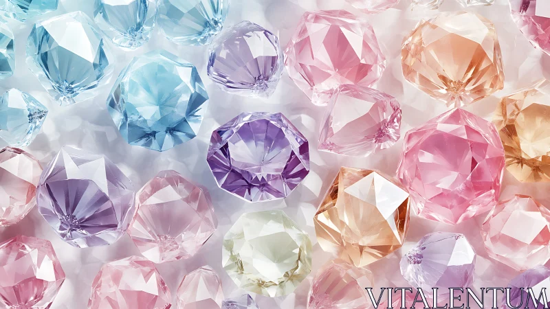 High-clarity pastel faceted gemstones under soft diffused light