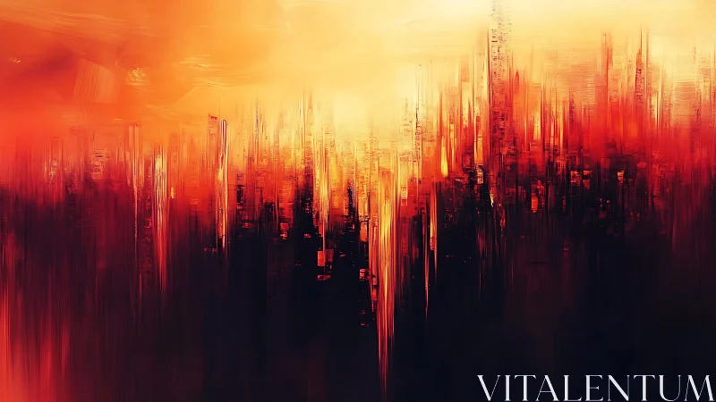 Abstract skyline dissolving in molten chromatic light.