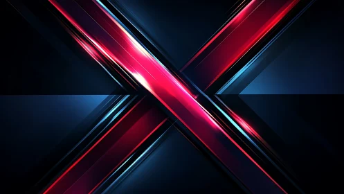 Neon crossbeam interface with glossy red cyan light trails.