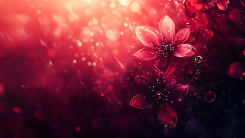 Luminescent Botanical Digital Composition with Neon Floral Elements.