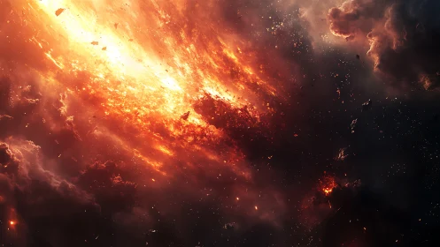 Stellar nebula shockwave with incandescent plasma ejecta field