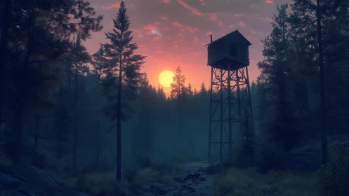 Solitary Sanctuary: Where Forest Meets Golden Hour.