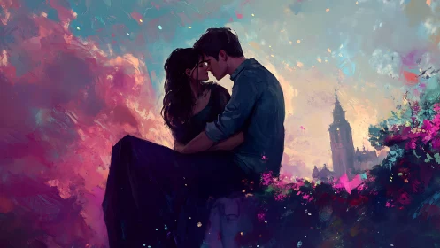 Digital Narrative Depicting Romantic Figure Study With Volumetric Atmospheric Rendering