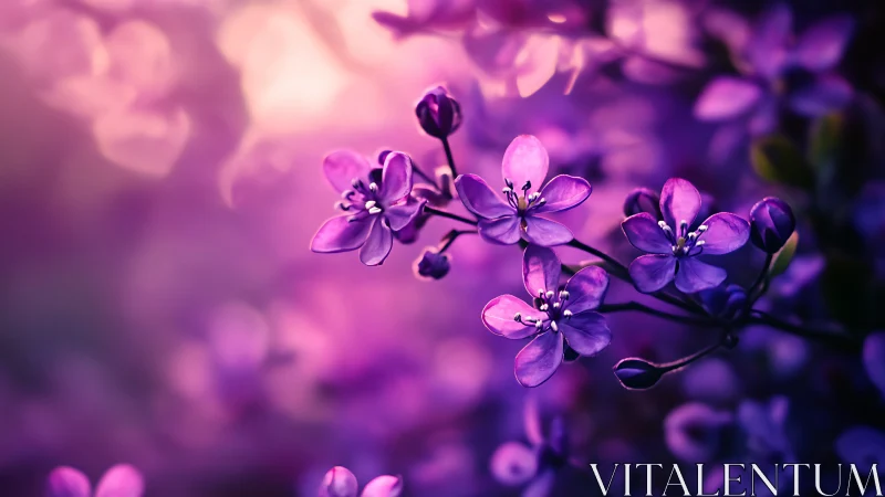 Purple flowers with bokeh background and selective focus.