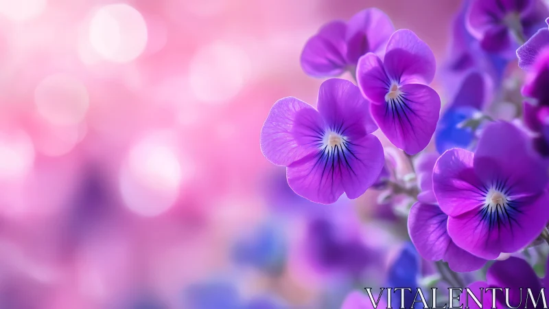Purple Pansies in Soft Focus Bloom.