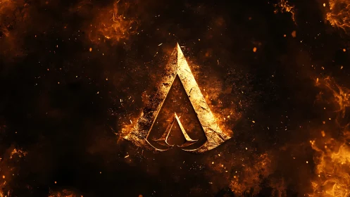 Assassin's Creed Insignia Ignites. Golden emblem erupts through flames.