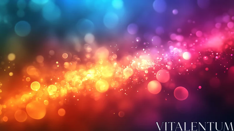 Vibrant bokeh light trail glows across deep gradient background