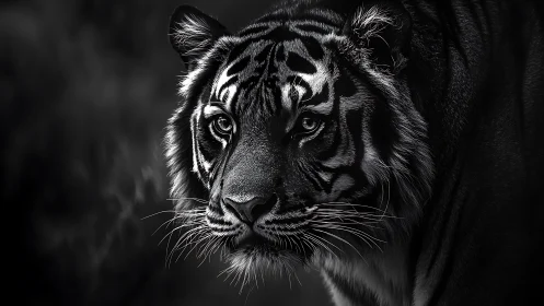 Soft moonlit tiger gaze holds quiet strength and mystery