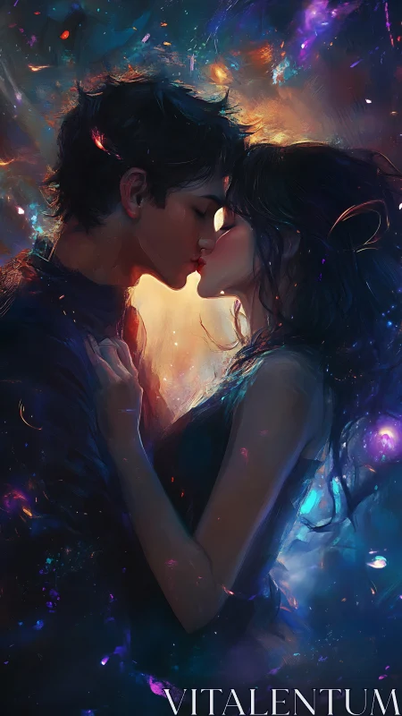Two figures locked in intimate proximity within luminous energy field overlay