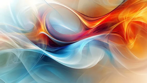 Flowing ribbons of fire and ice in gentle abstract motion.