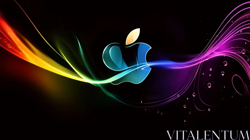 Multicolor abstract logo with curved light trails is displayed