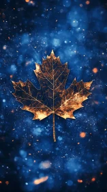 Fractal-veined maple leaf suspended in luminous bokeh field.